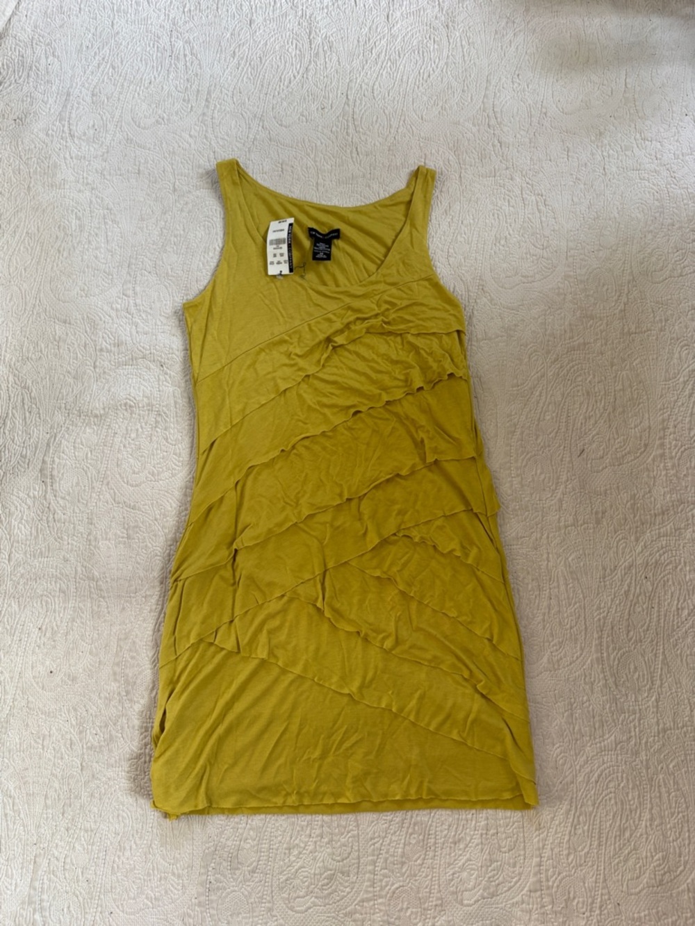 NWT The Limited mustard yellow Ruffled Tank Mini Dress w/underlining -  medium